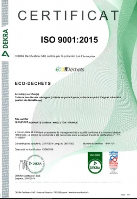 TRIPLE CERTIFICATION POUR ECO.DECHETS